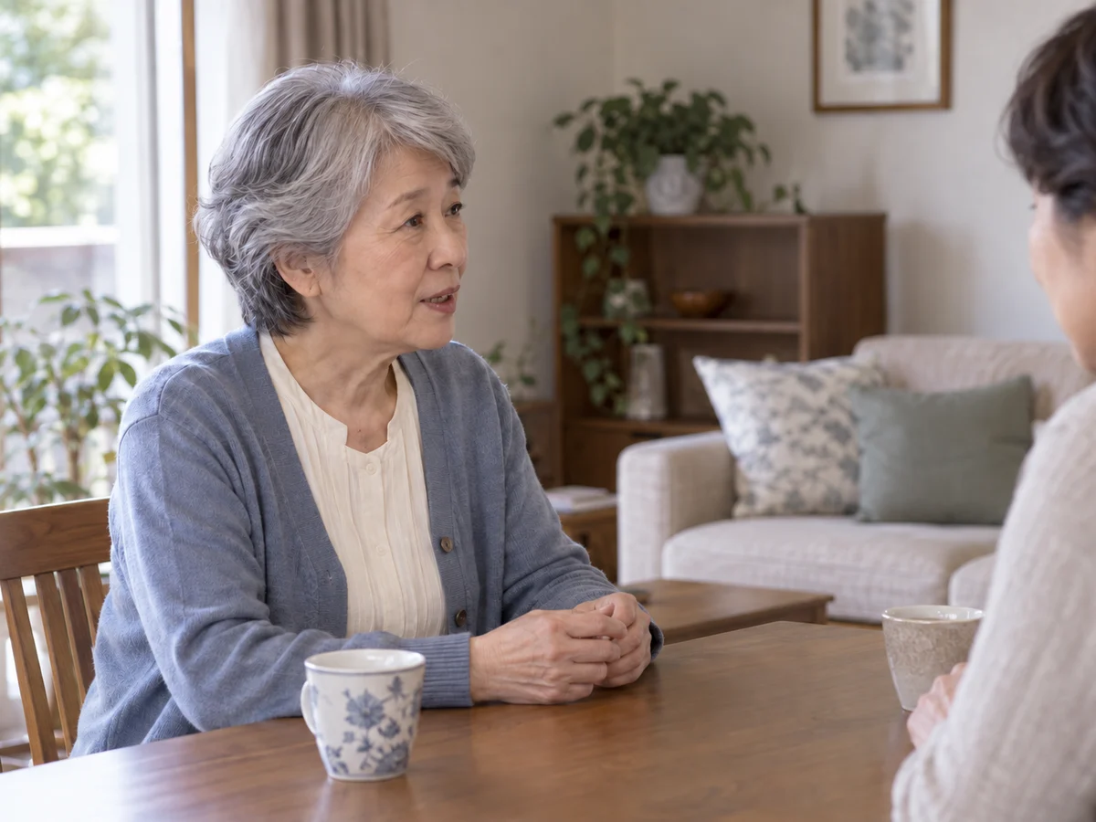 知人に自分の希望を短く伝える対面場面のイメージ